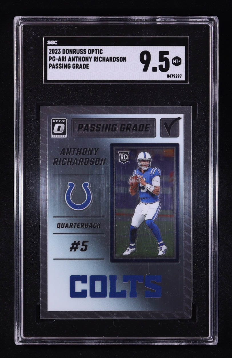 Anthony Richardson 2023 Panini Donruss Optic Passing Grade #PG-ARI RC (SGC 9.5) at PristineAuction.com Anthony Richardson 2023 Panini Donruss Optic Passing Grade #PG-ARI RC (SGC 9.5) at PristineAuction.com