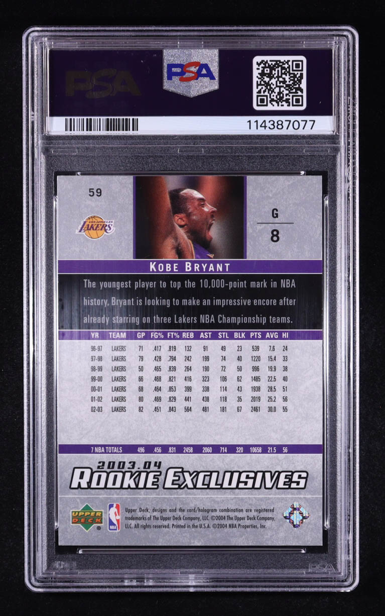 Kobe Bryant 2003 Upper Deck Rookie Exclusives #59 (PSA 6) at PristineAuction.com Kobe Bryant 2003 Upper Deck Rookie Exclusives #59 (PSA 6) at PristineAuction.com