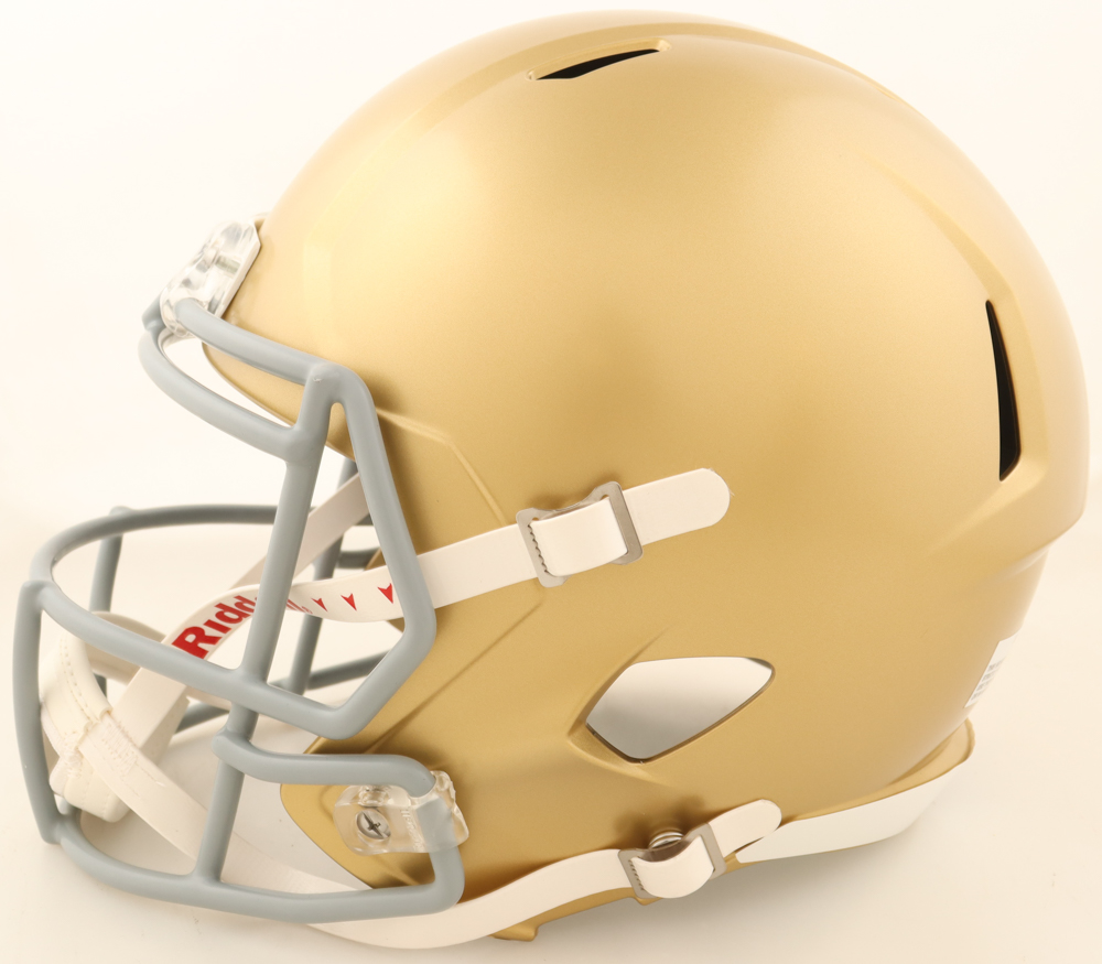 Rudy Ruettiger Signed Notre Dame Fighting Irish Full-Size Speed Helmet Inscribed "Play Like a Champion Today / Never Quit!" (Beckett) at PristineAuction.com Rudy Ruettiger Signed Notre Dame Fighting Irish Full-Size Speed Helmet Inscribed "Play Like a Champion Today / Never Quit!" (Beckett) at PristineAuction.com