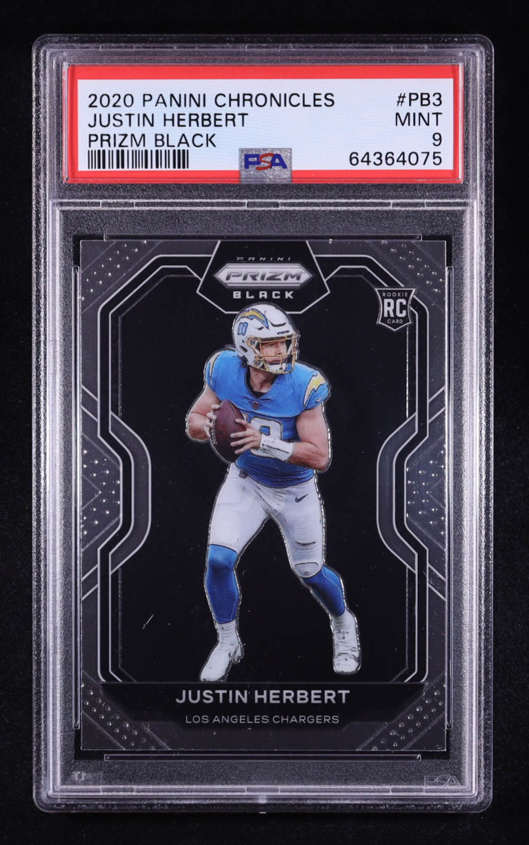 Justin Herbert 2020 Panini Chronicles Prizm Black #PB-3 RC (PSA 9) at PristineAuction.com Justin Herbert 2020 Panini Chronicles Prizm Black #PB-3 RC (PSA 9) at PristineAuction.com