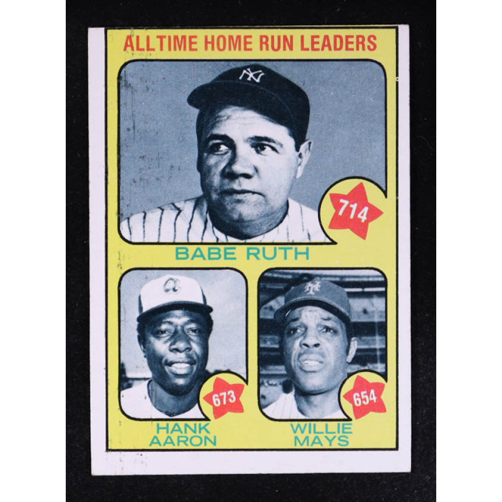 Babe Ruth / Hank Aaron / Willie Mays 1973 Topps All-Time Home Run Leaders #1 at PristineAuction.com