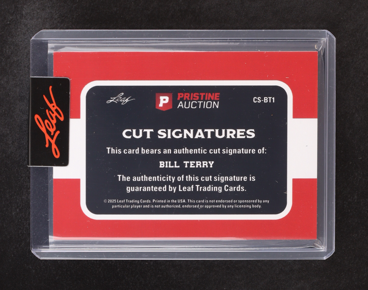Bill Terry 2025 Leaf Pristine Auction Cut Signatures #CSBT1 at PristineAuction.com Bill Terry 2025 Leaf Pristine Auction Cut Signatures #CSBT1 at PristineAuction.com