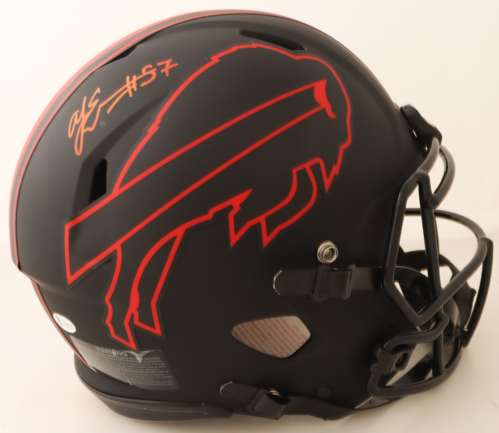 AJ Epenesa Signed Bills Full-Size Authentic On-Field Eclipse Alternate Speed Helmet (Beckett) at PristineAuction.com AJ Epenesa Signed Bills Full-Size Authentic On-Field Eclipse Alternate Speed Helmet (Beckett) at PristineAuction.com