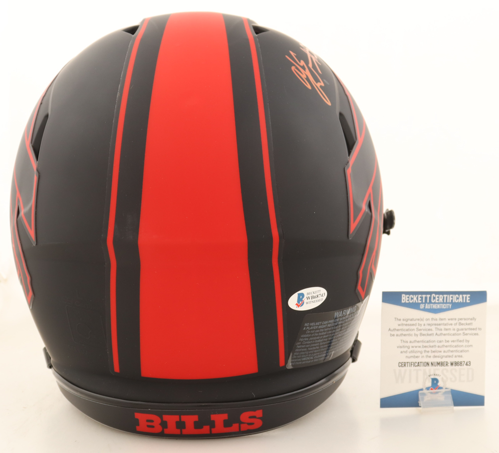 AJ Epenesa Signed Bills Full-Size Authentic On-Field Eclipse Alternate Speed Helmet (Beckett) at PristineAuction.com AJ Epenesa Signed Bills Full-Size Authentic On-Field Eclipse Alternate Speed Helmet (Beckett) at PristineAuction.com