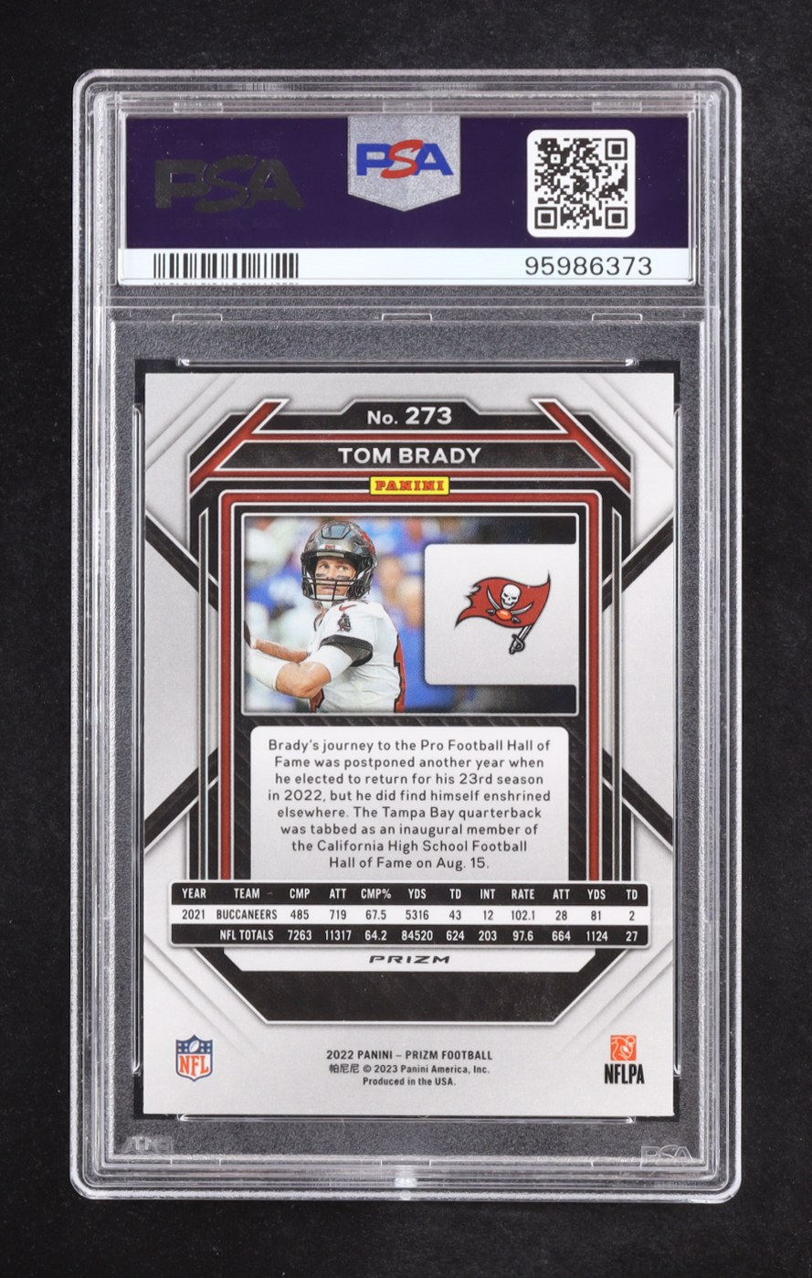 Tom Brady 2022 Panini Prizm Prizms No Huddle #273 (PSA 10) at PristineAuction.com Tom Brady 2022 Panini Prizm Prizms No Huddle #273 (PSA 10) at PristineAuction.com