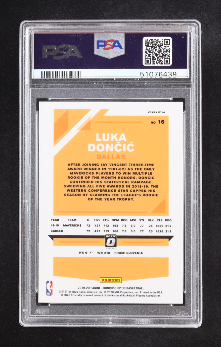 Luka Doncic 2019-20 Donruss Optic Purple #16 (PSA 10) at PristineAuction.com Luka Doncic 2019-20 Donruss Optic Purple #16 (PSA 10) at PristineAuction.com