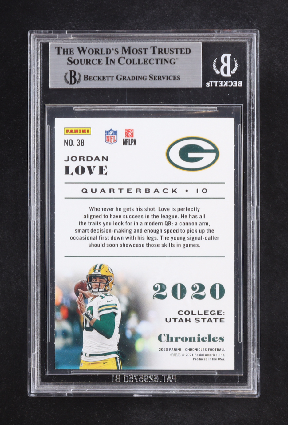 Jordan Love Signed 2020 Panini Chronicles #38 RC (BGS) at PristineAuction.com Jordan Love Signed 2020 Panini Chronicles #38 RC (BGS) at PristineAuction.com