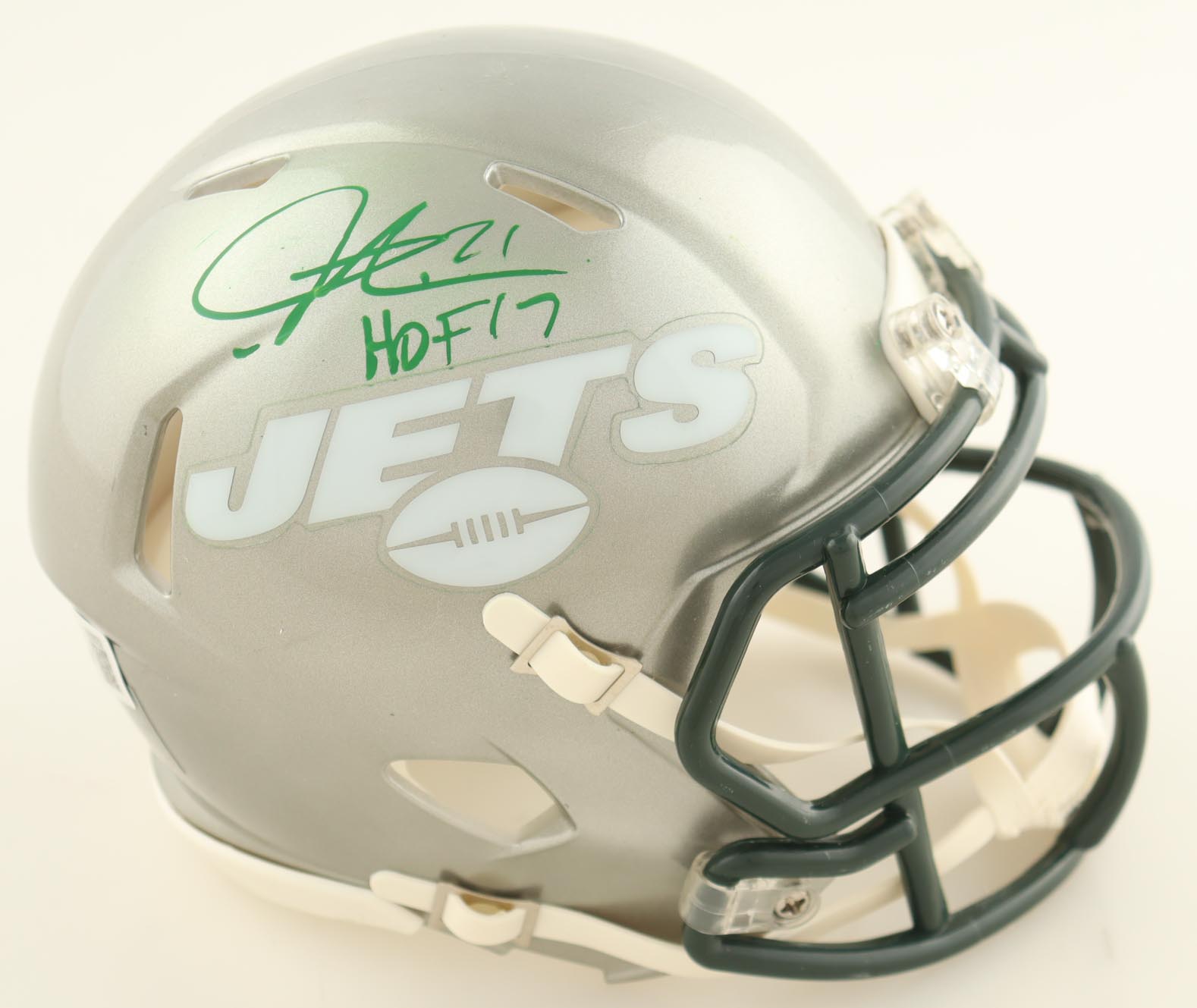 LaDainian Tomlinson Signed Jets Flash Alternate Speed Mini Helmet Inscribed "HOF 17" (Beckett) at PristineAuction.com LaDainian Tomlinson Signed Jets Flash Alternate Speed Mini Helmet Inscribed "HOF 17" (Beckett) at PristineAuction.com