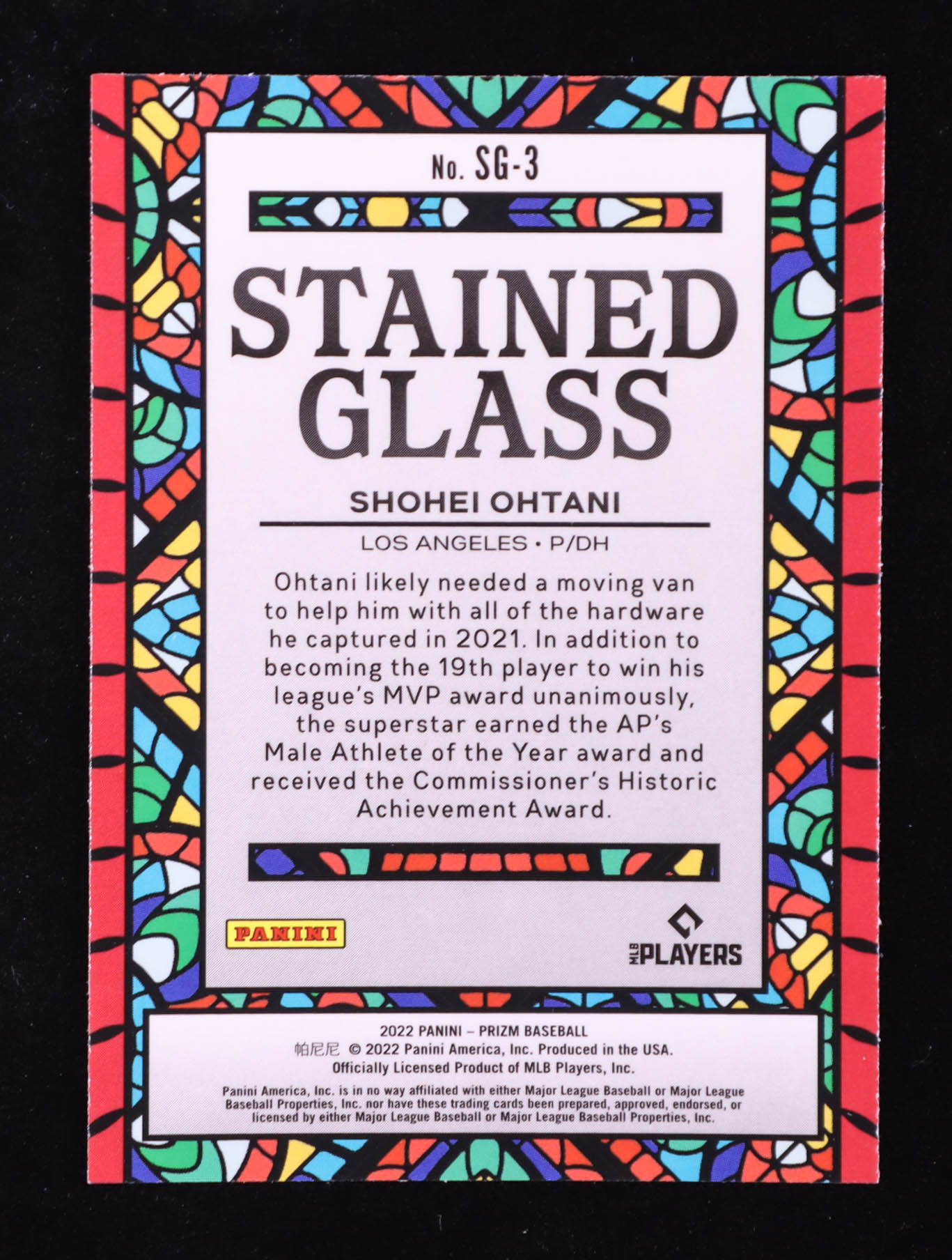 Shohei Ohtani 2022 Panini Prizm Stained Glass #3 at PristineAuction.com Shohei Ohtani 2022 Panini Prizm Stained Glass #3 at PristineAuction.com