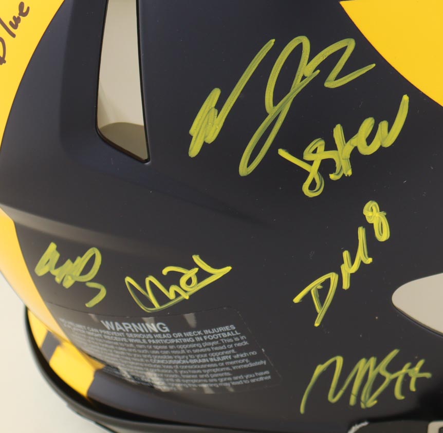 2023 Michigan Wolverines Full-Size Authentic On-Field Speed Helmet Team-Signed by (17) with J.J. McCarthy, Blake Corum, Roman Wilson, Colston Loveland Inscribed "Go Blue 15-0" & "23 Champs!" (Beckett) at PristineAuction.com 2023 Michigan Wolverines Full-Size Authentic On-Field Speed Helmet Team-Signed by (17) with J.J. McCarthy, Blake Corum, Roman Wilson, Colston Loveland Inscribed "Go Blue 15-0" & "23 Champs!" (Beckett) at PristineAuction.com