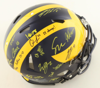 2023 Michigan Wolverines Full-Size Authentic On-Field Speed Helmet Team-Signed by (17) with J.J. McCarthy, Blake Corum, Roman Wilson, Colston Loveland Inscribed "Go Blue 15-0" & "23 Champs!" (Beckett) at PristineAuction.com