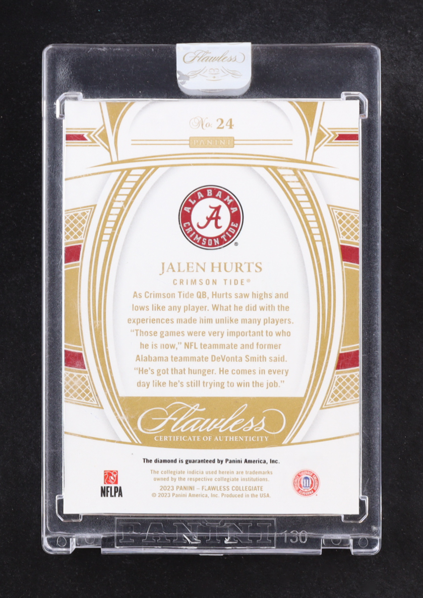 Jalen Hurts 2023 Panini Flawless Collegiate #24 #09/25 at PristineAuction.com Jalen Hurts 2023 Panini Flawless Collegiate #24 #09/25 at PristineAuction.com