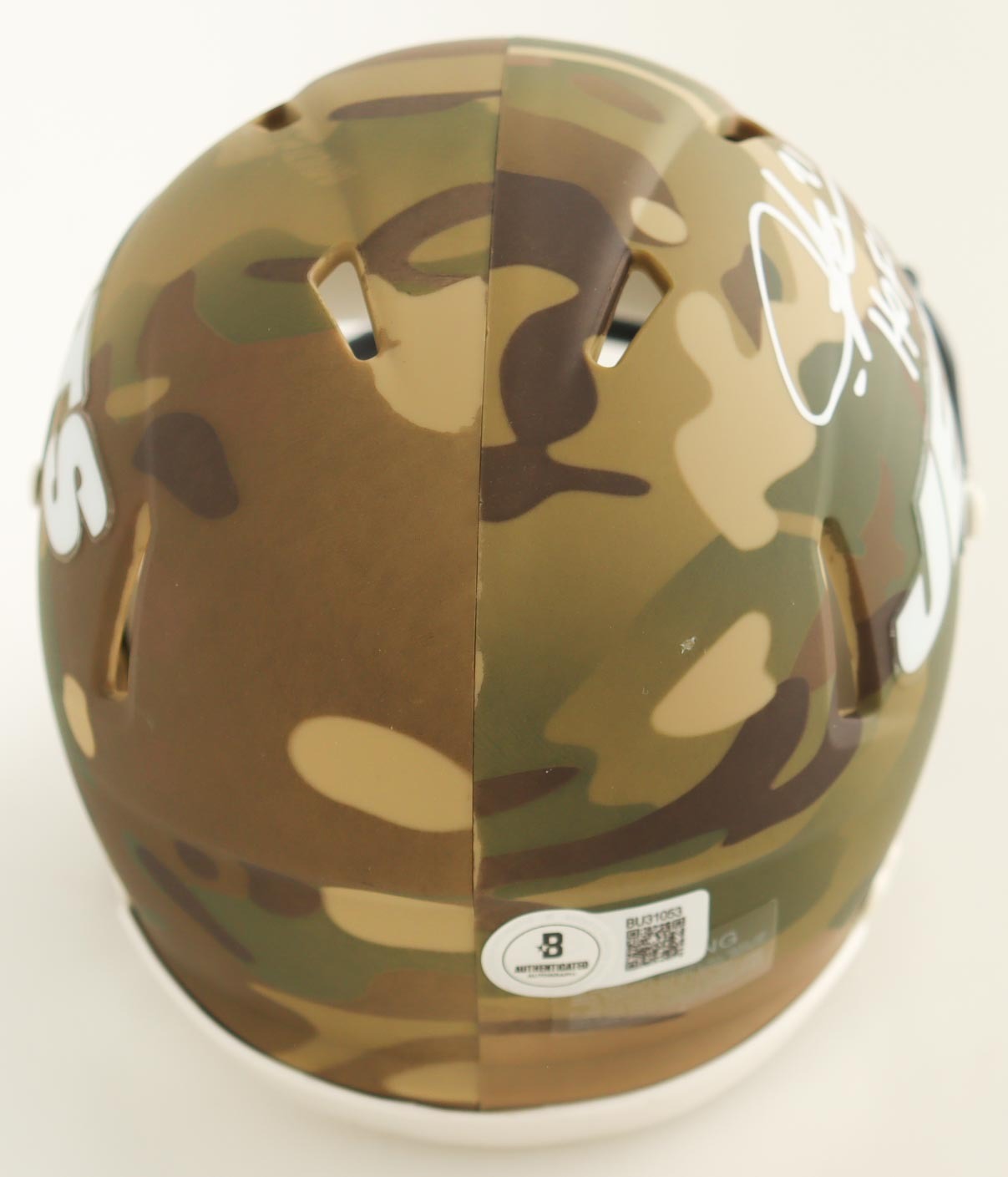 LaDainian Tomlinson Signed Jets Camo Alternate Speed Mini Helmet Inscribed "HOF 17" (Beckett) at PristineAuction.com LaDainian Tomlinson Signed Jets Camo Alternate Speed Mini Helmet Inscribed "HOF 17" (Beckett) at PristineAuction.com