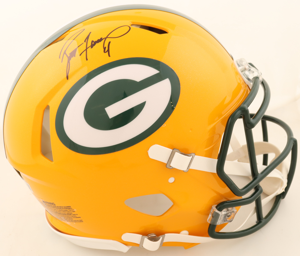 Brett Favre Signed Packers Full-Size Authentic On-Field Speed Helmet (Beckett) at PristineAuction.com Brett Favre Signed Packers Full-Size Authentic On-Field Speed Helmet (Beckett) at PristineAuction.com