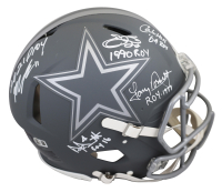 Cowboys Rookies of the Year Full-Size Authentic On-Field Slate Alternate Speed Helmet Signed & Inscribed By (5) with Emmitt Smith, Tony Dorsett, Micah Parsons, Dak Prescott & Calvin Hill (Beckett) at PristineAuction.com