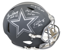 Roger Staubach, Tony Dorsett & Drew Pearson Signed Cowboys Full-Size Authentic On-Field Slate Alternate Speed Helmet Inscribed "Original Triplets", "HOF 85", "HOF 94" & "HOF 21" (Beckett) at PristineAuction.com