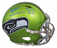Steve Largent Signed Seahawks Full-Size Authentic On-Field Flash Alternate Speed Helmet with (5) Career Inscriptions (Beckett) at PristineAuction.com