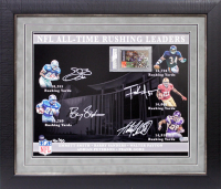 NFL Leading Rushers LE Custom Framed Photo & Calling Card Signed By (5) with Walter Payton, Emmitt Smith, Barry Sanders, Frank Gore & Adrian Peterson (Beckett & PSA) at PristineAuction.com