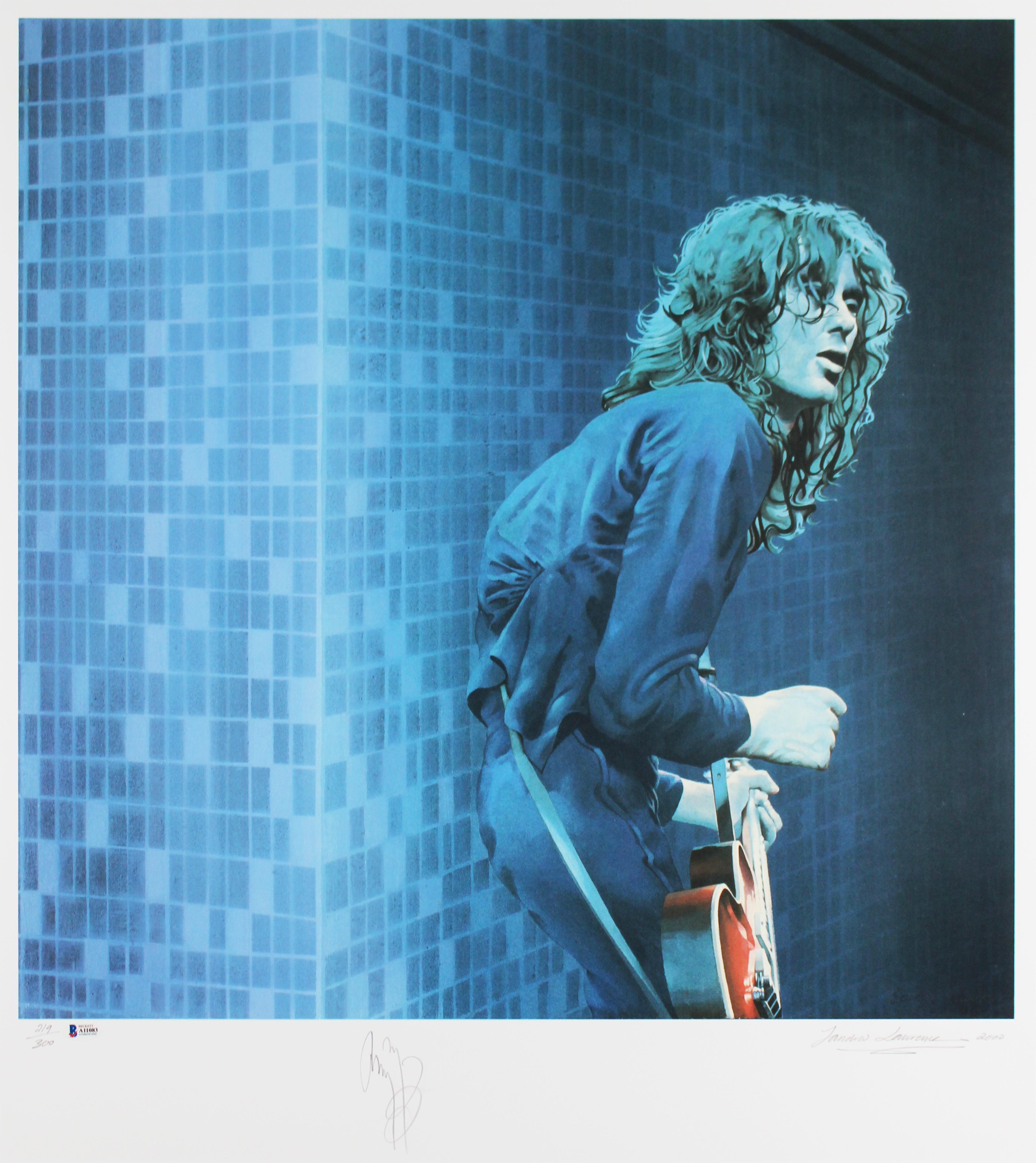 Jimmy Page Signed LE "Led Zeppelin" Custom Framed Sandra Lawrence Lithograph #219/300 (Beckett | Auto 10) at PristineAuction.com Jimmy Page Signed LE "Led Zeppelin" Custom Framed Sandra Lawrence Lithograph #219/300 (Beckett | Auto 10) at PristineAuction.com