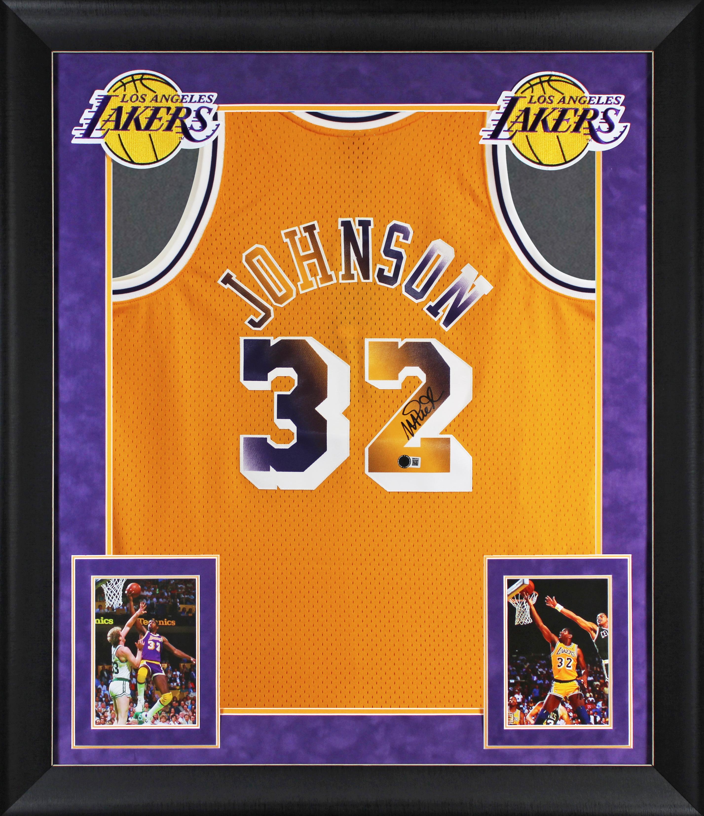 Magic Johnson Signed Lakers Custom Framed Mitchell & Ness Authentic Jersey (Beckett) at PristineAuction.com Magic Johnson Signed Lakers Custom Framed Mitchell & Ness Authentic Jersey (Beckett) at PristineAuction.com