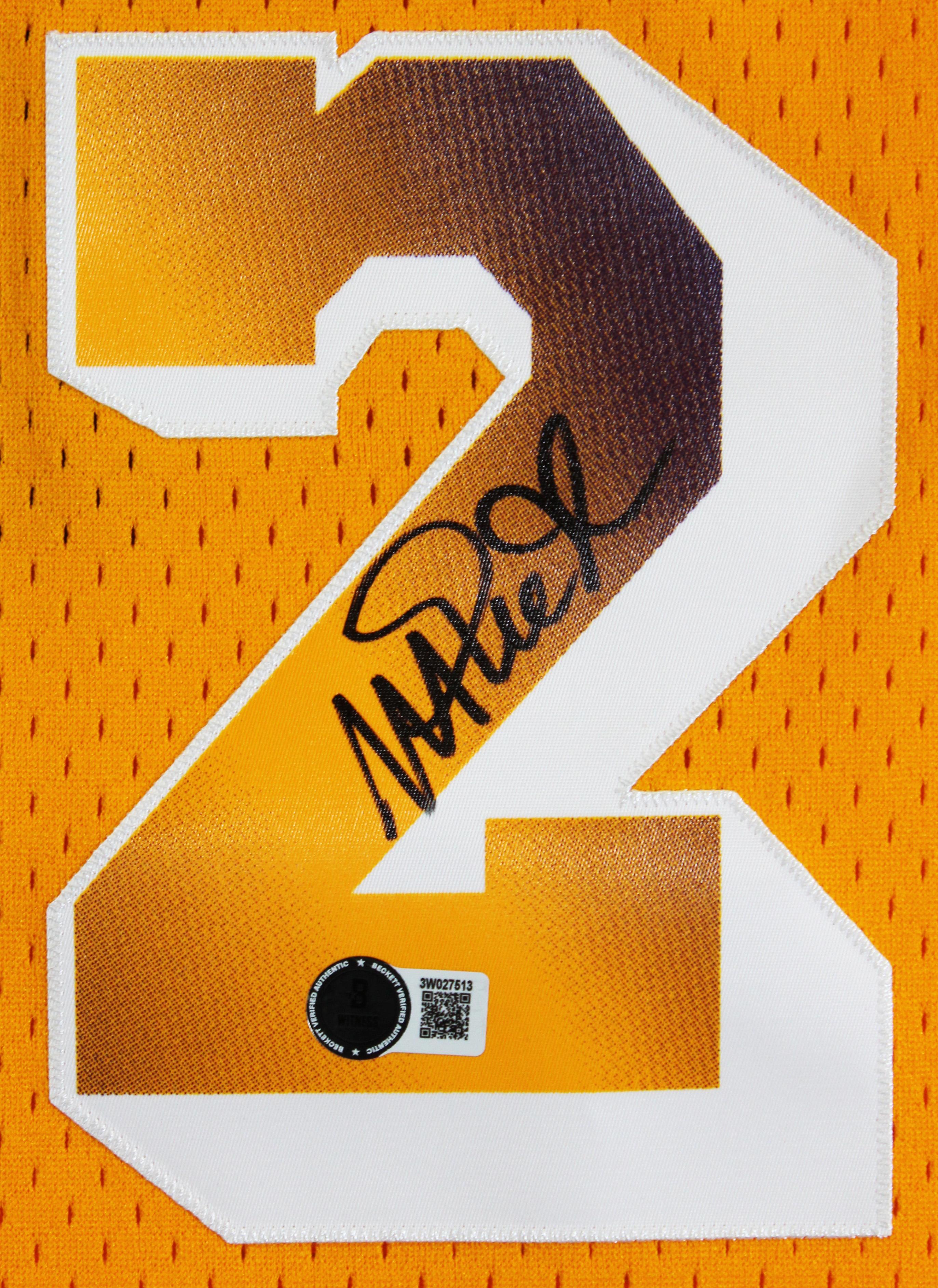 Magic Johnson Signed Lakers Custom Framed Mitchell & Ness Authentic Jersey (Beckett) at PristineAuction.com Magic Johnson Signed Lakers Custom Framed Mitchell & Ness Authentic Jersey (Beckett) at PristineAuction.com