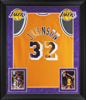 Magic Johnson Signed Lakers Custom Framed Mitchell & Ness Authentic Jersey (Beckett) at PristineAuction.com