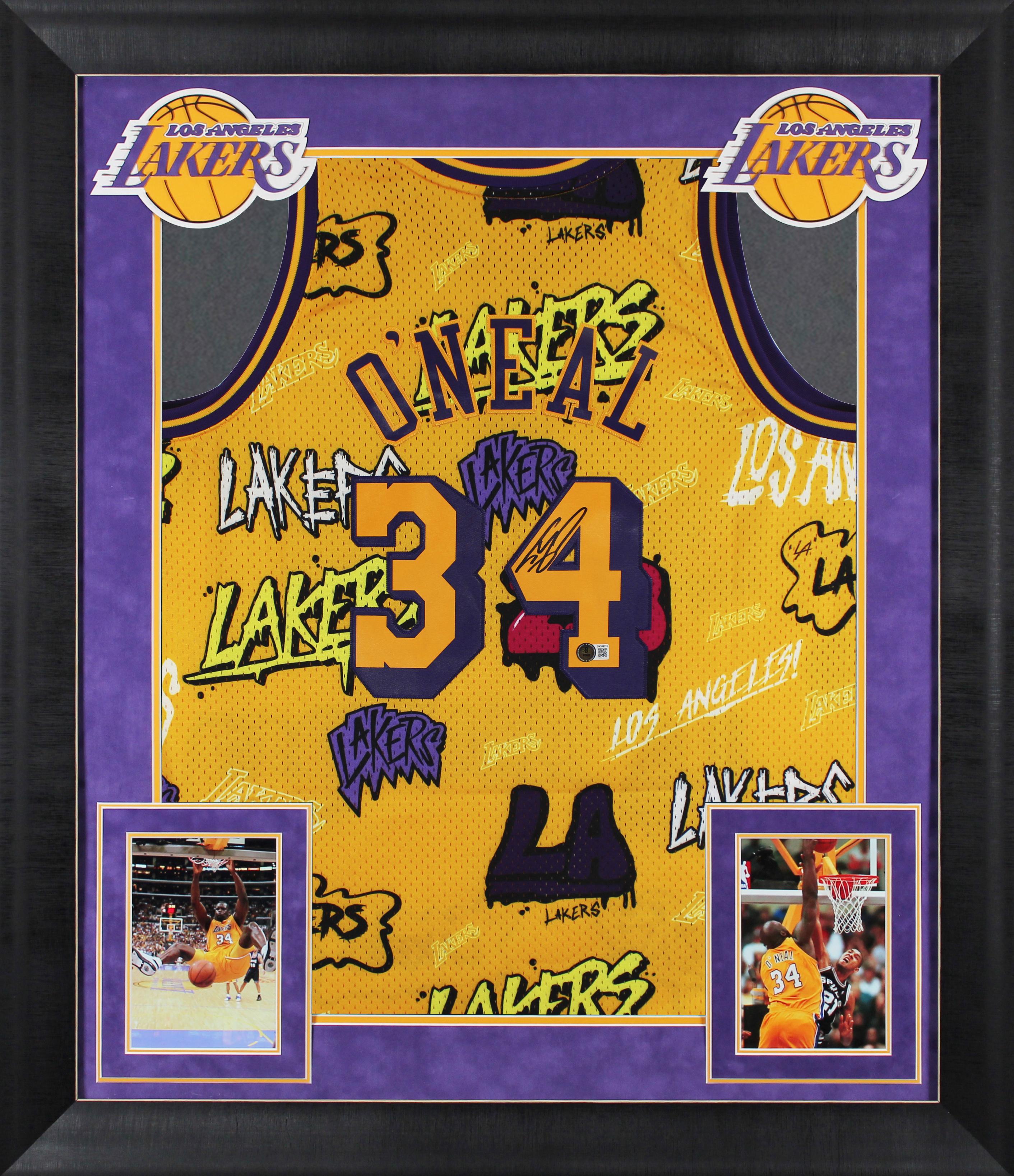 Shaquille O'Neal Signed Lakers Custom Framed Mitchell & Ness Authentic Jersey (Beckett) at PristineAuction.com Shaquille O'Neal Signed Lakers Custom Framed Mitchell & Ness Authentic Jersey (Beckett) at PristineAuction.com