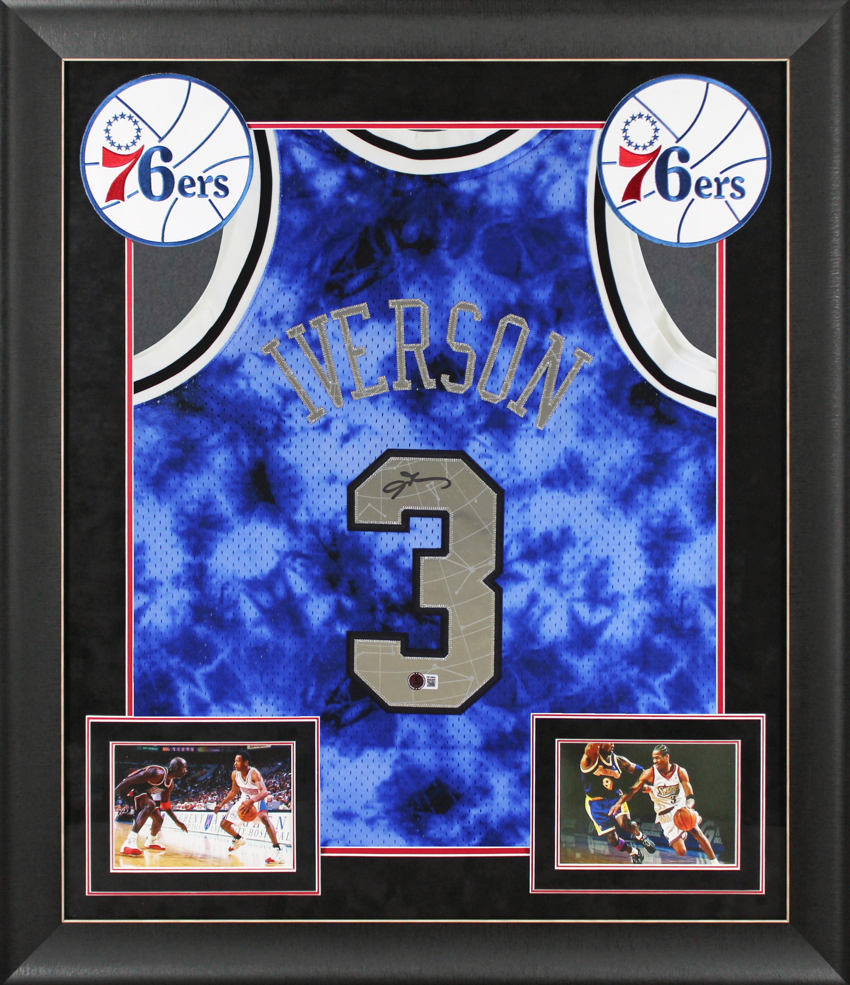 Allen Iverson Signed 76ers Custom Framed Mitchell & Ness Authentic Jersey (Beckett) at PristineAuction.com Allen Iverson Signed 76ers Custom Framed Mitchell & Ness Authentic Jersey (Beckett) at PristineAuction.com