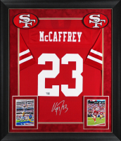 Christian McCaffrey Signed 49ers Custom Framed NFL Proline Authentic Jersey (Fanatics) at PristineAuction.com
