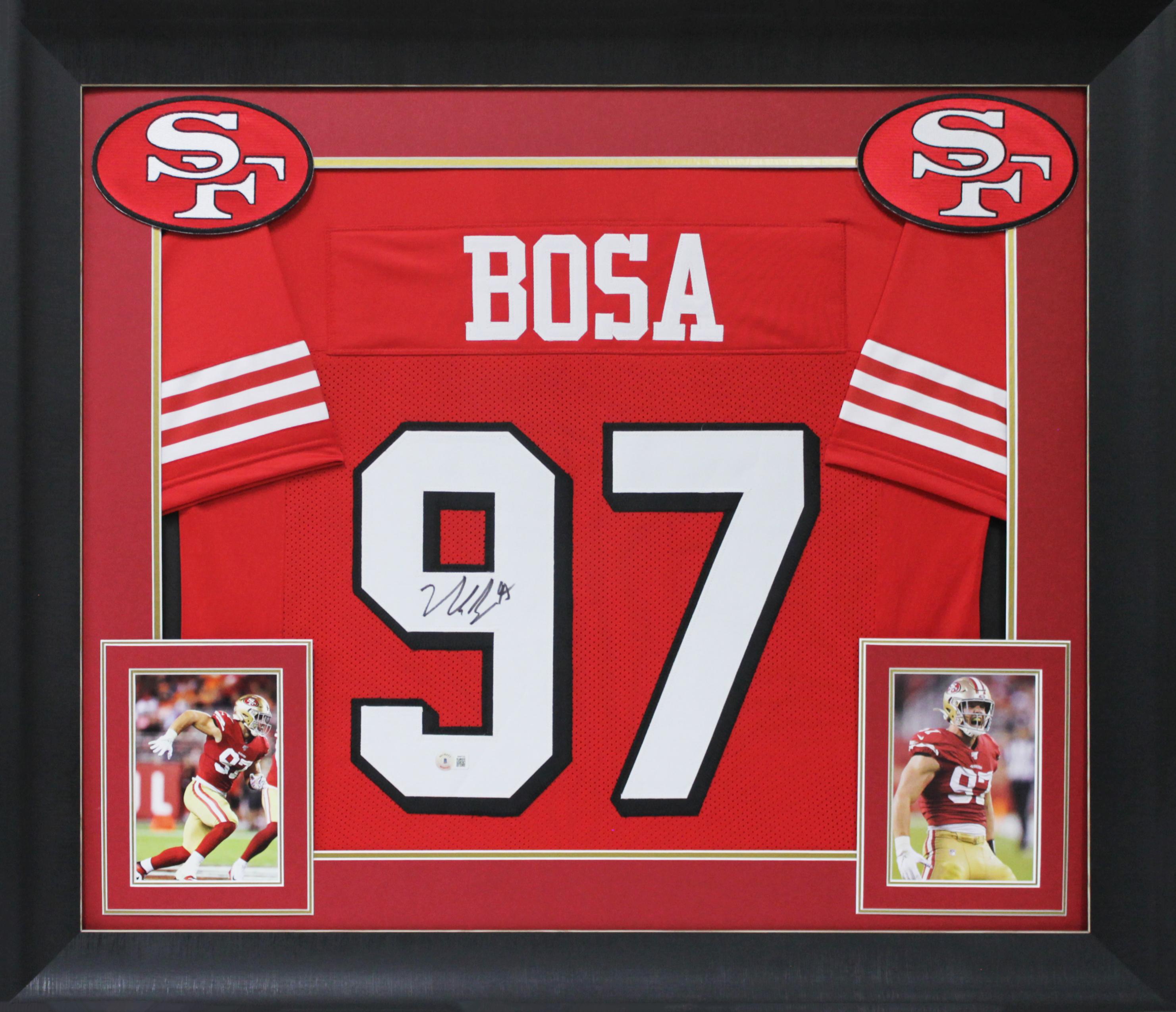 Nick Bosa Signed Custom Framed Jersey (Beckett) at PristineAuction.com Nick Bosa Signed Custom Framed Jersey (Beckett) at PristineAuction.com