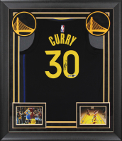Stephen Curry Signed Warriors Custom Framed Jordan Brand Authentic Jersey (Beckett) at PristineAuction.com