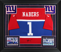 Malik Nabers Signed Giants Custom Framed Nike Authentic Jersey (Fanatics) at PristineAuction.com