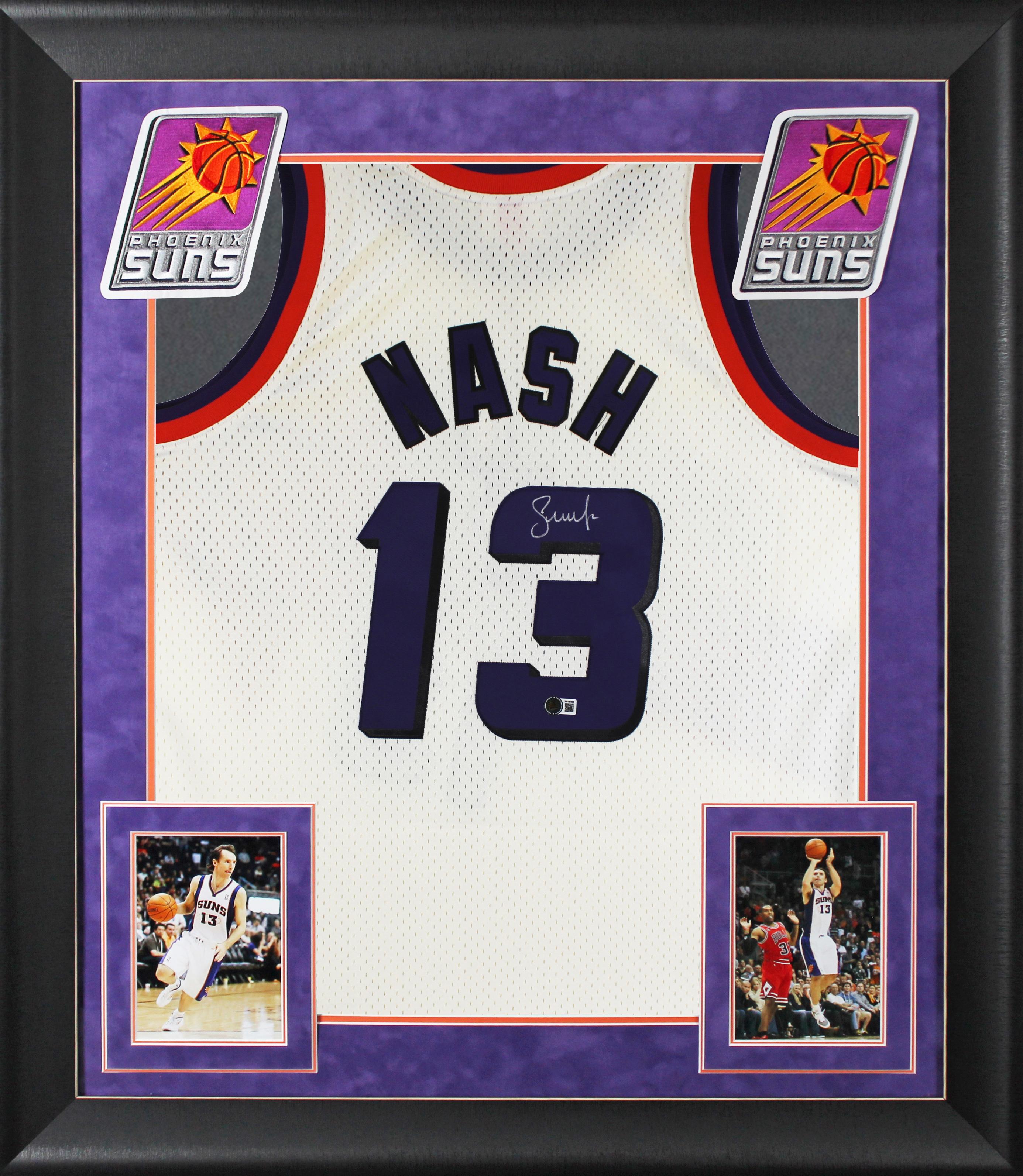 Steve Nash Signed Suns Custom Framed Mitchell & Ness Authentic Jersey (Beckett) at PristineAuction.com Steve Nash Signed Suns Custom Framed Mitchell & Ness Authentic Jersey (Beckett) at PristineAuction.com