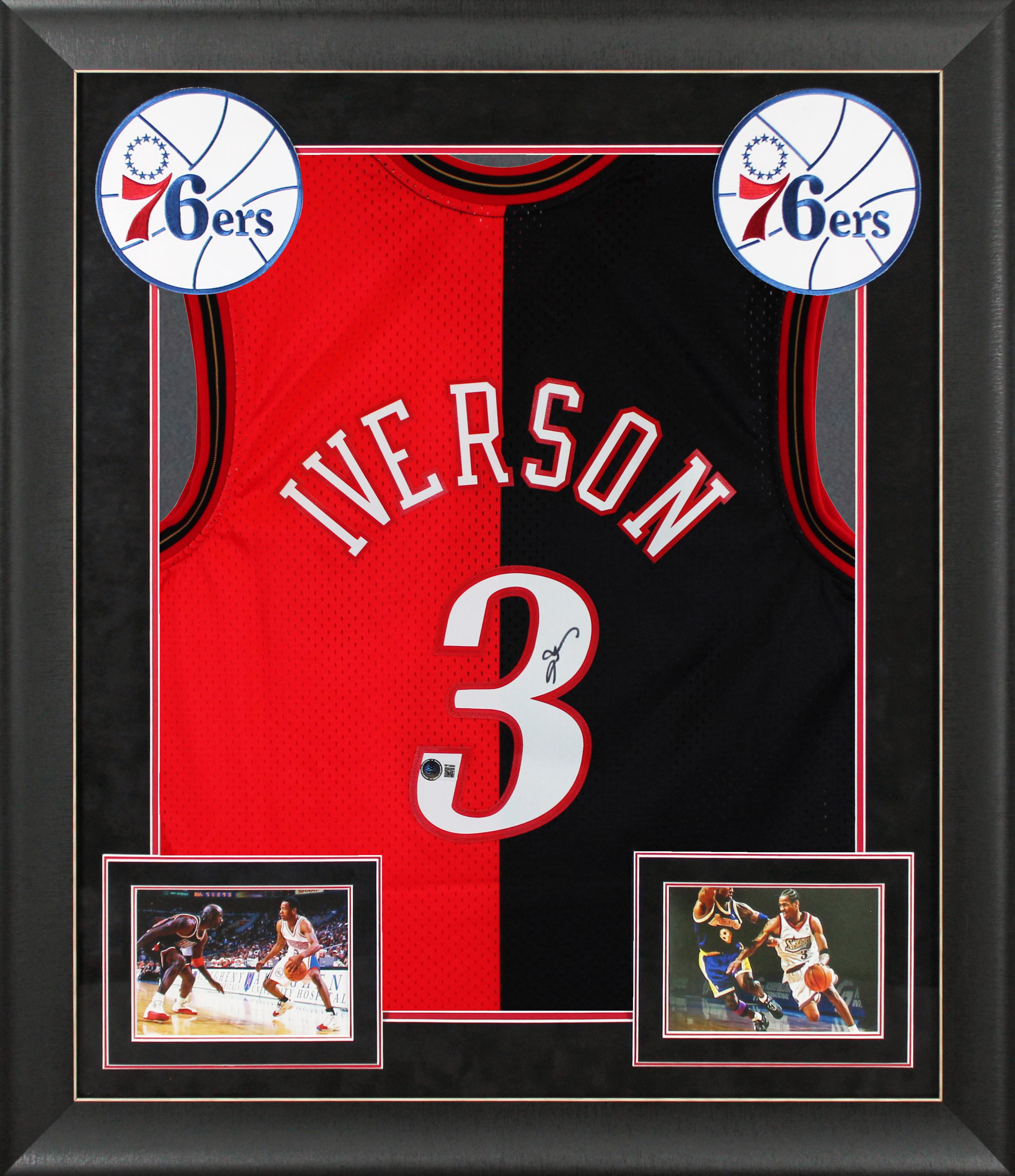 Allen Iverson Signed 76ers Custom Framed Mitchell & Ness Authentic Jersey (Beckett) at PristineAuction.com Allen Iverson Signed 76ers Custom Framed Mitchell & Ness Authentic Jersey (Beckett) at PristineAuction.com