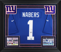 Malik Nabers Signed Giants Custom Framed Nike Authentic Jersey (Fanatics) at PristineAuction.com