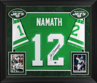 Joe Namath Signed Jets Custom Framed Mitchell & Ness Authentic Jersey (Beckett) at PristineAuction.com
