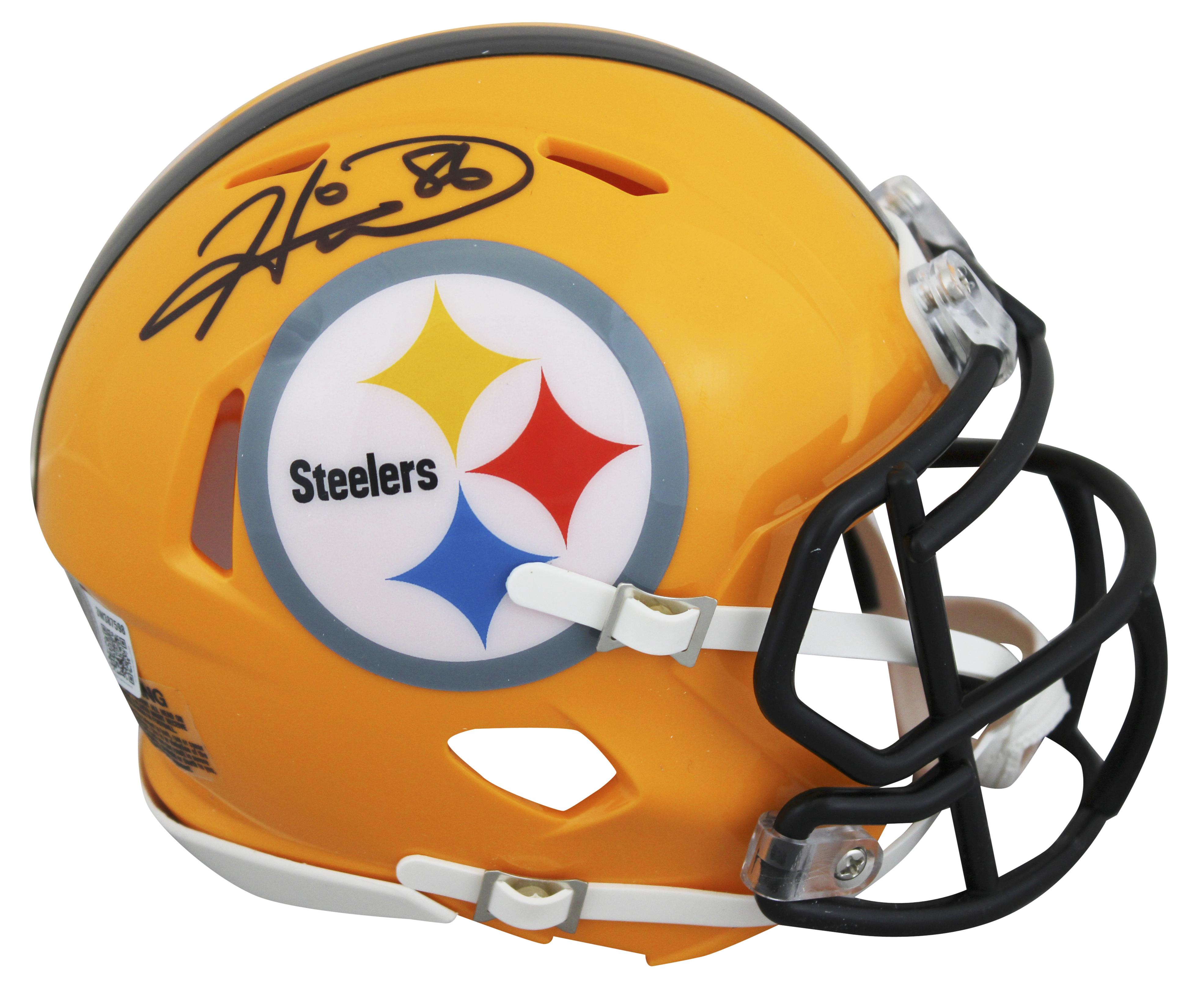 Hines Ward Signed Steelers Throwback Alternate Speed Mini Helmet with Display Case (Beckett) at PristineAuction.com Hines Ward Signed Steelers Throwback Alternate Speed Mini Helmet with Display Case (Beckett) at PristineAuction.com