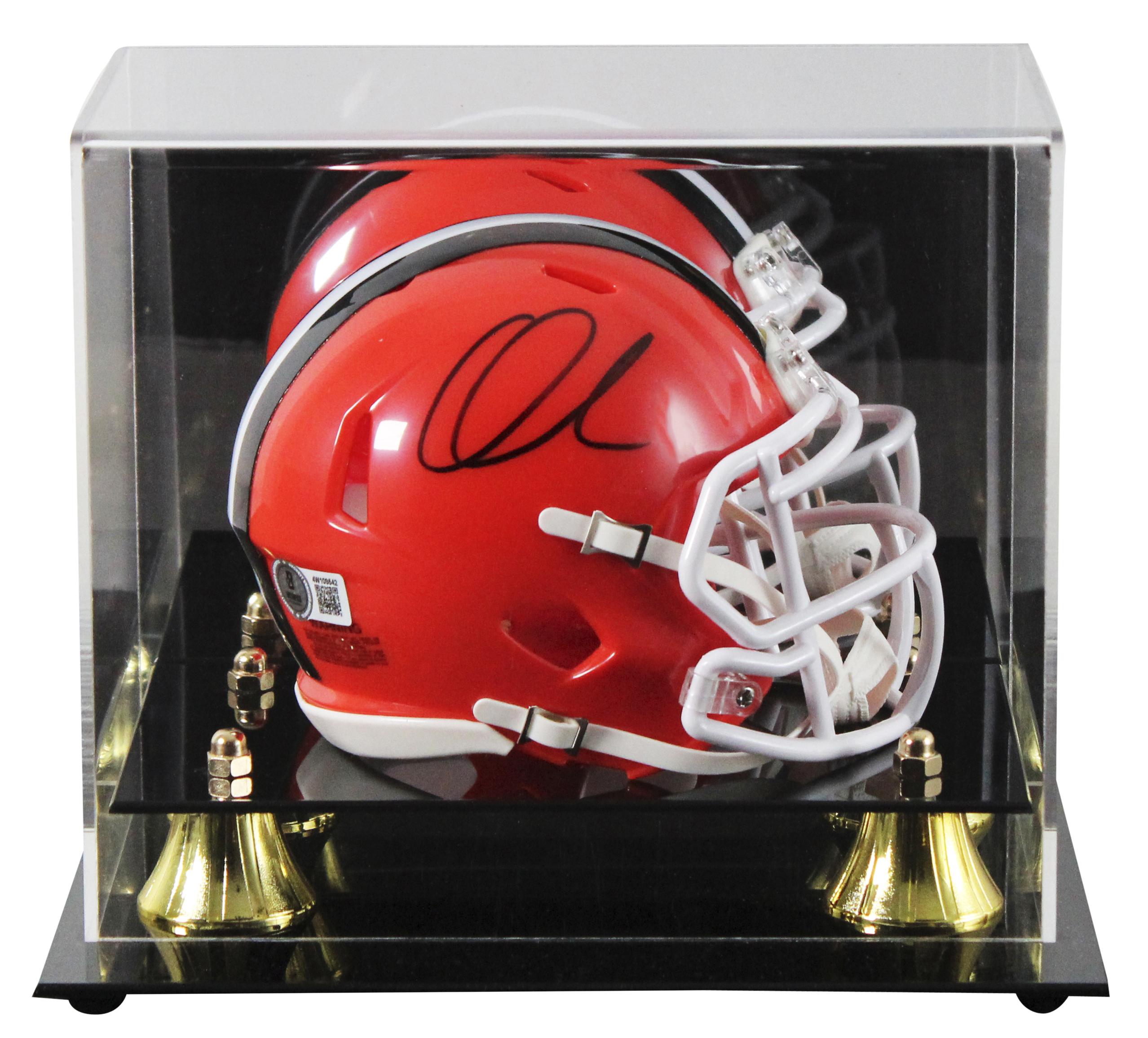 Quinshon Judkins Signed Browns Speed Mini Helmet with Display Case (Beckett) at PristineAuction.com Quinshon Judkins Signed Browns Speed Mini Helmet with Display Case (Beckett) at PristineAuction.com