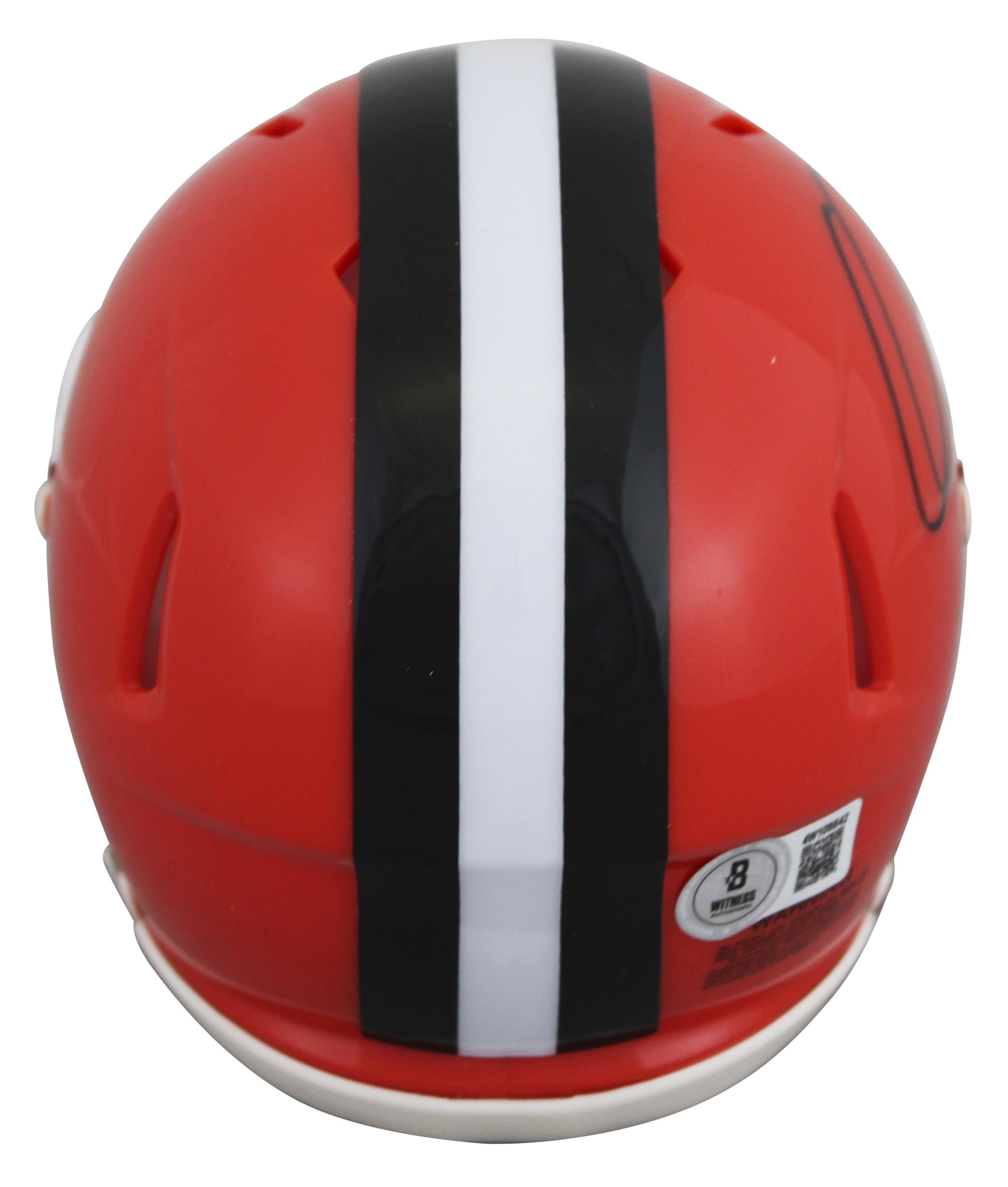 Quinshon Judkins Signed Browns Speed Mini Helmet with Display Case (Beckett) at PristineAuction.com Quinshon Judkins Signed Browns Speed Mini Helmet with Display Case (Beckett) at PristineAuction.com