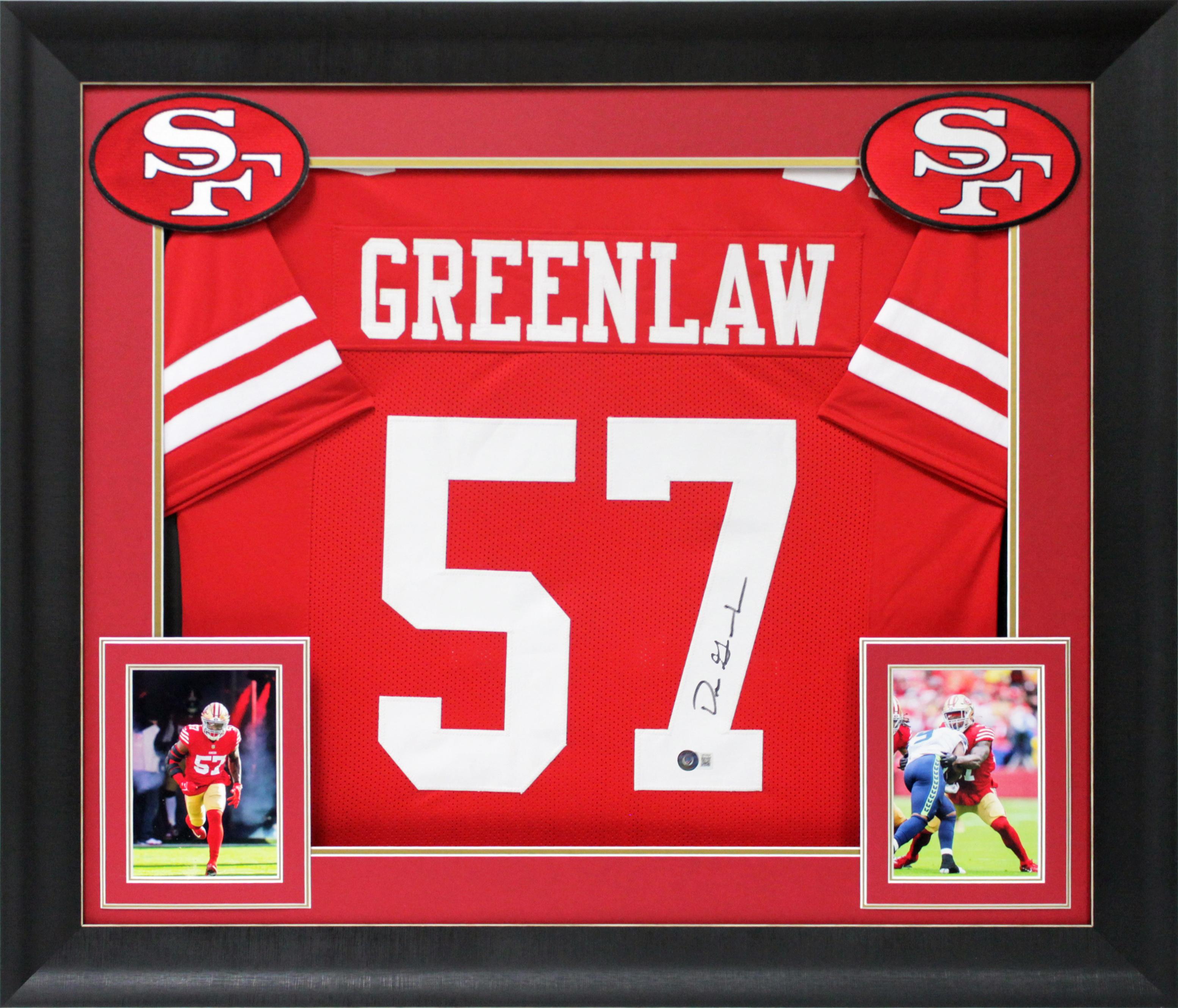 Dre Greenlaw Signed Custom Framed Jersey (Beckett) at PristineAuction.com Dre Greenlaw Signed Custom Framed Jersey (Beckett) at PristineAuction.com