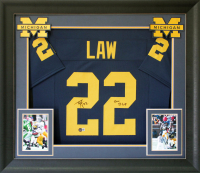 Ty Law Signed Custom Framed Jersey Inscribed "Go Blue" (Beckett) at PristineAuction.com