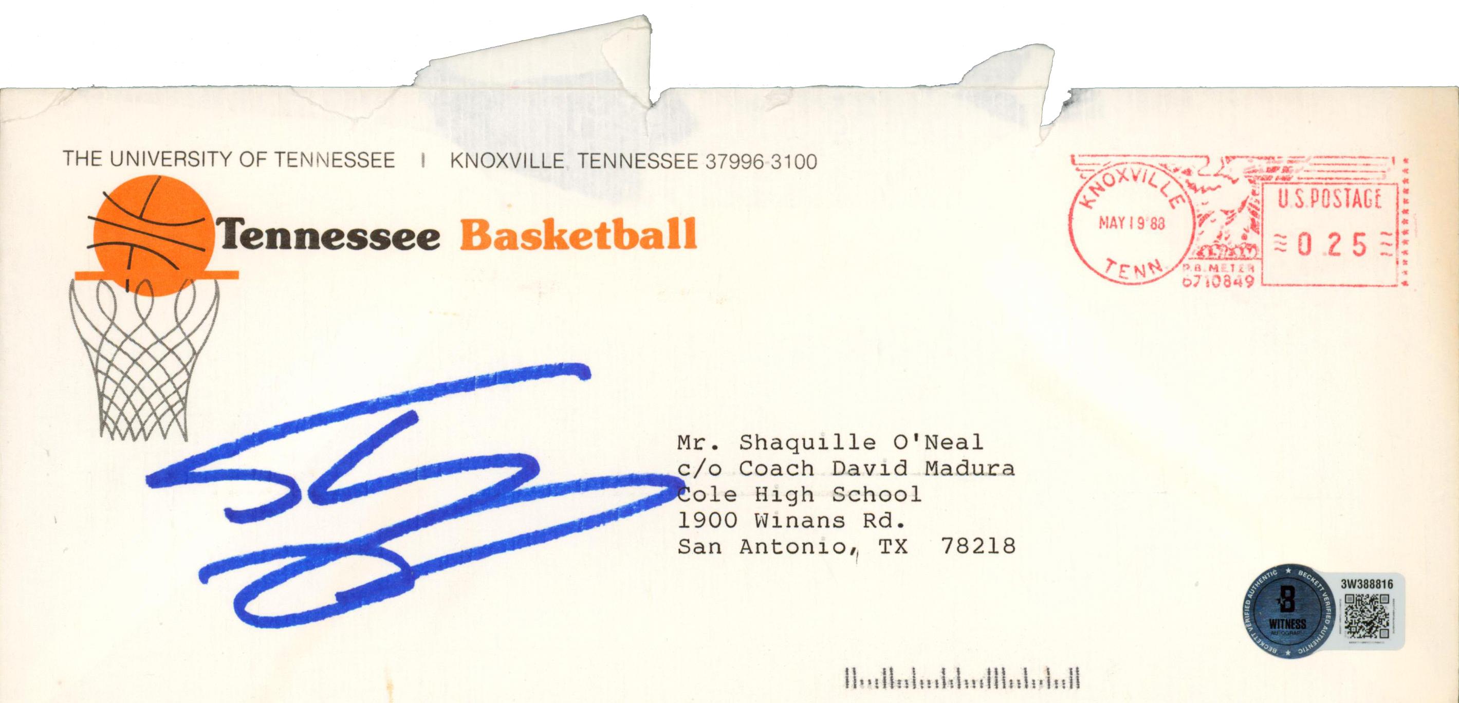 Shaquille O'Neal Signed 1988 Tennessee Volunteers Recruitment Letter & Envelope (Beckett) at PristineAuction.com Shaquille O'Neal Signed 1988 Tennessee Volunteers Recruitment Letter & Envelope (Beckett) at PristineAuction.com