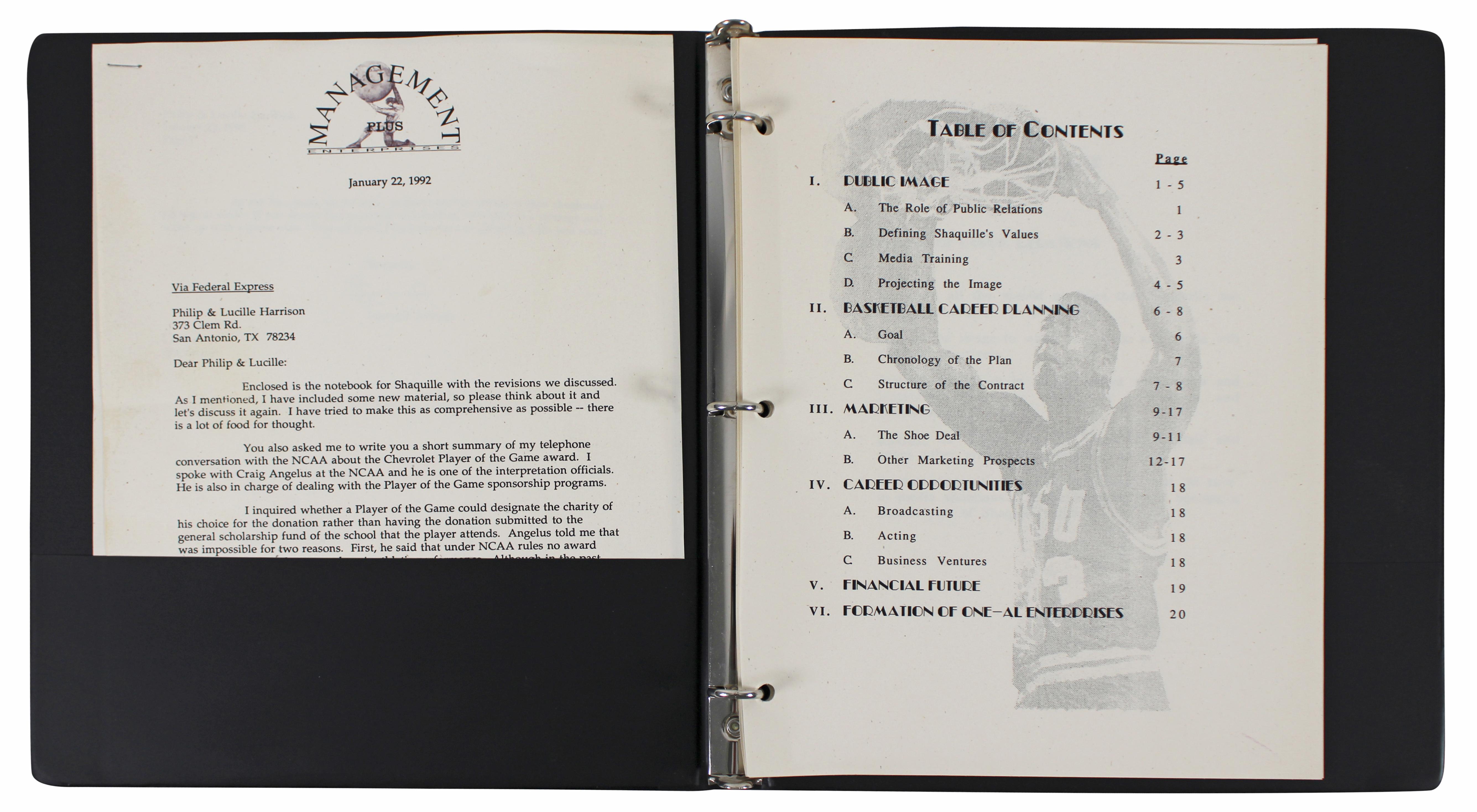 Shaquille O'Neal Signed 1988 Agency Road Map Presentation Binder Letter (Beckett) at PristineAuction.com Shaquille O'Neal Signed 1988 Agency Road Map Presentation Binder Letter (Beckett) at PristineAuction.com
