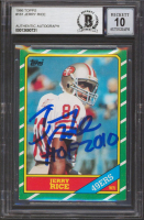 Jerry Rice Signed 1986 Topps #161 Inscribed "HOF 2010" (BGS | Auto 10) at PristineAuction.com