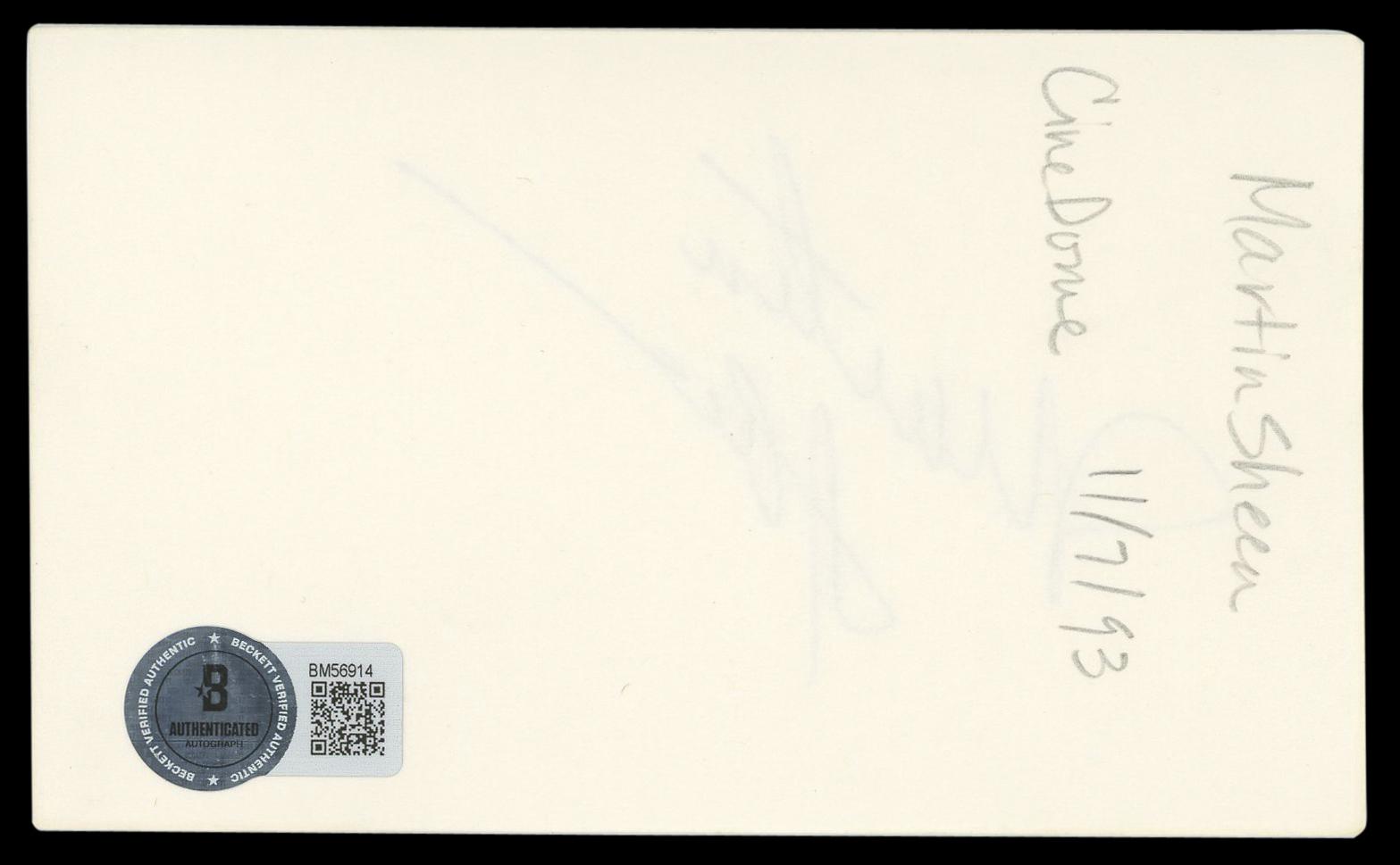 Martin Sheen Signed 3x5 Index Card (Beckett) at PristineAuction.com Martin Sheen Signed 3x5 Index Card (Beckett) at PristineAuction.com