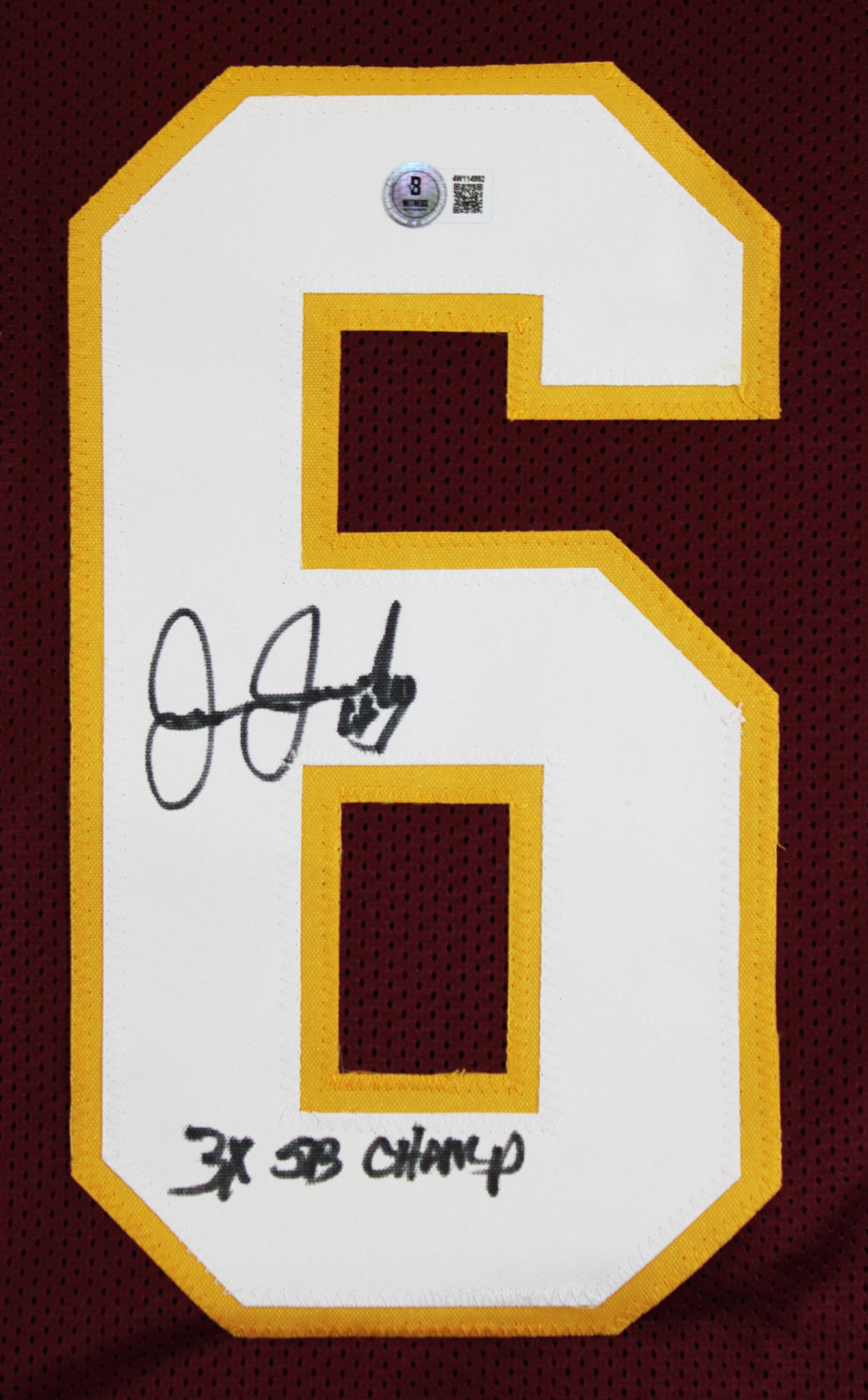 Joe Jacoby Signed Jersey Inscribed "3x SB Champ" (Beckett) at PristineAuction.com Joe Jacoby Signed Jersey Inscribed "3x SB Champ" (Beckett) at PristineAuction.com