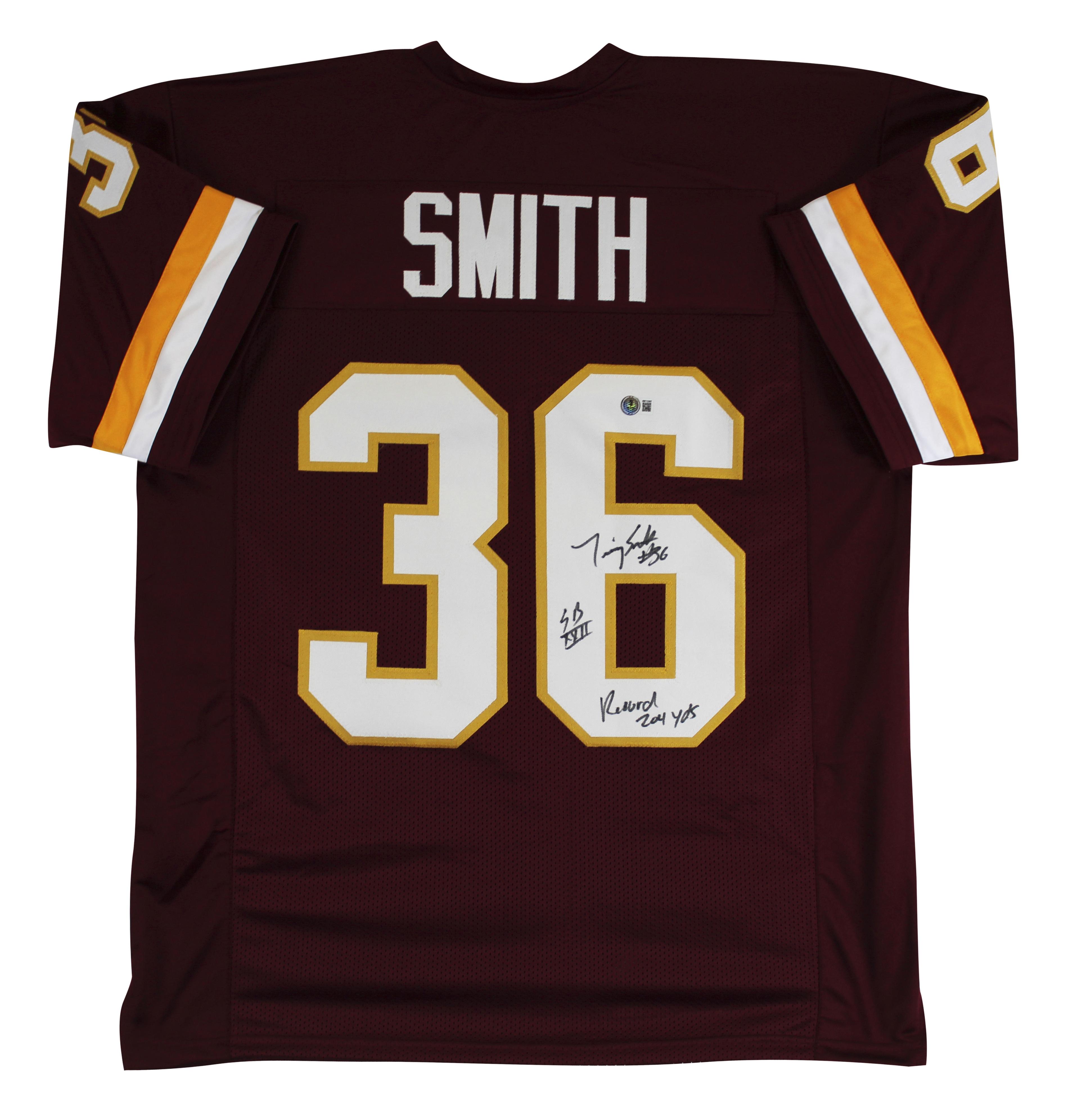 Timmy Smith Signed Jersey Inscribed "Record 204 Yds" & "SB XXII" (Beckett) at PristineAuction.com Timmy Smith Signed Jersey Inscribed "Record 204 Yds" & "SB XXII" (Beckett) at PristineAuction.com