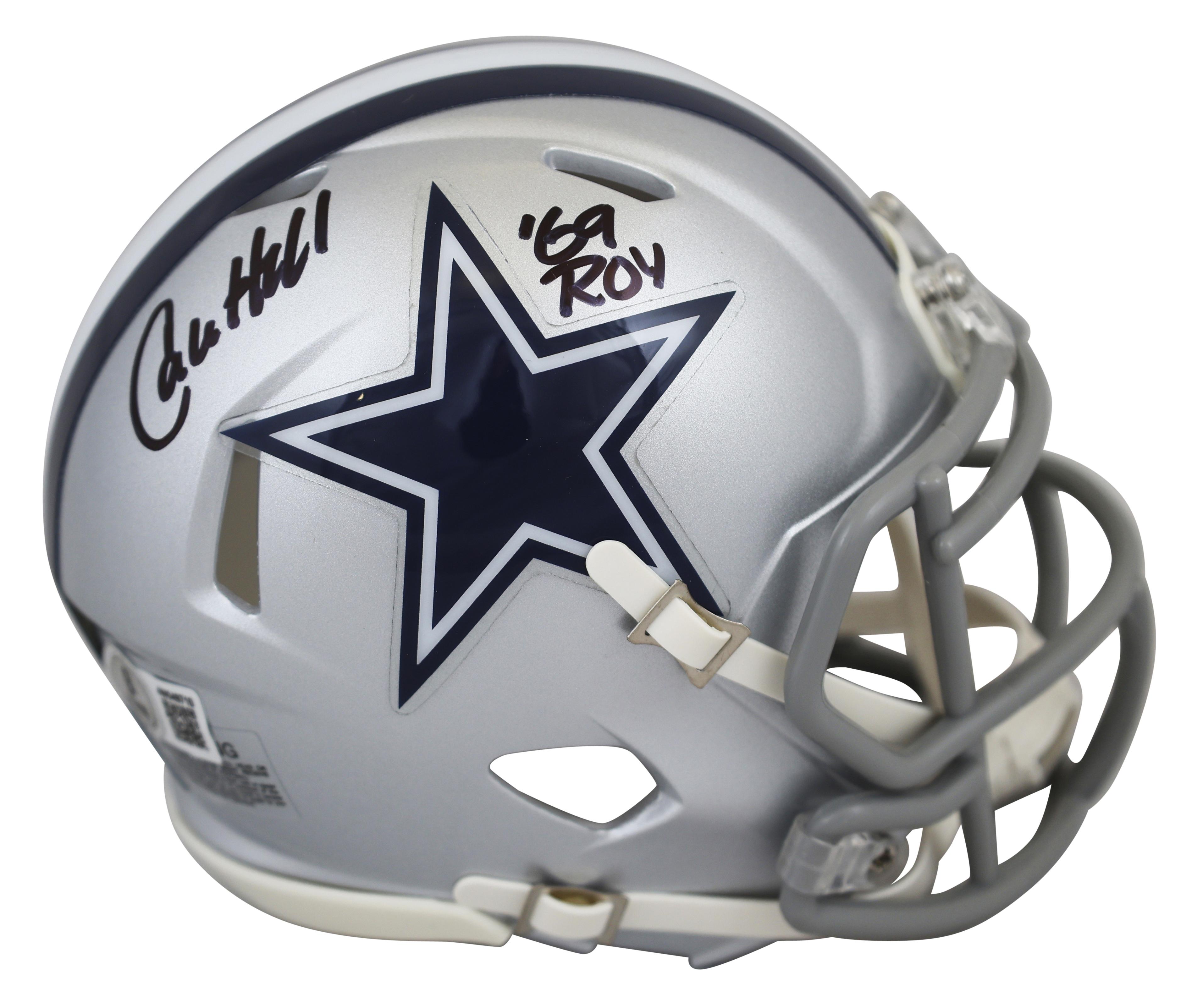 Calvin Hill Signed Cowboys Speed Mini Helmet Inscribed "69 ROY" (Beckett) at PristineAuction.com Calvin Hill Signed Cowboys Speed Mini Helmet Inscribed "69 ROY" (Beckett) at PristineAuction.com