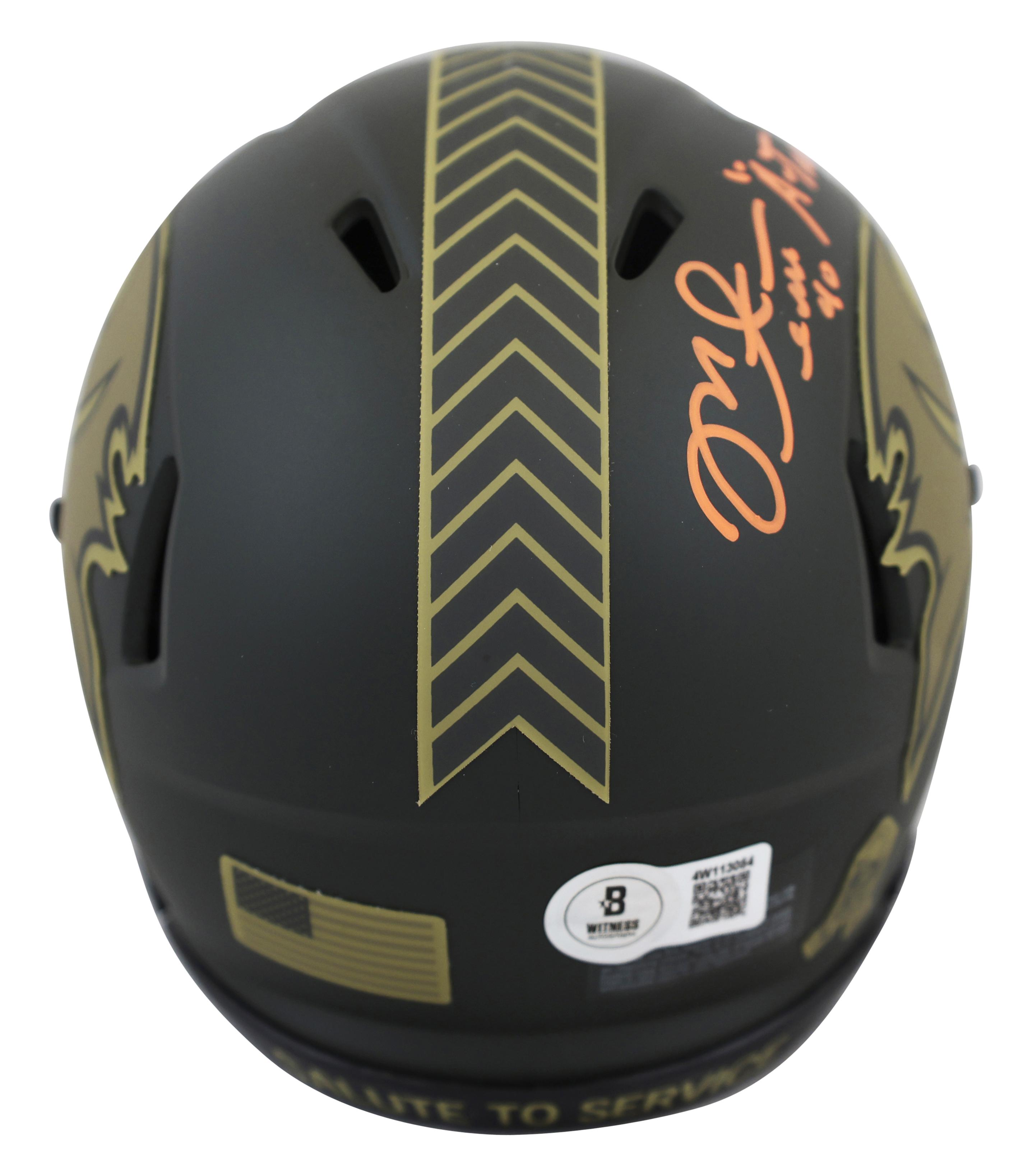 Mike Alstott Signed Buccaneers Salute To Service Alternate Speed Mini Helmet Inscribed "A-Train" (Beckett) at PristineAuction.com Mike Alstott Signed Buccaneers Salute To Service Alternate Speed Mini Helmet Inscribed "A-Train" (Beckett) at PristineAuction.com