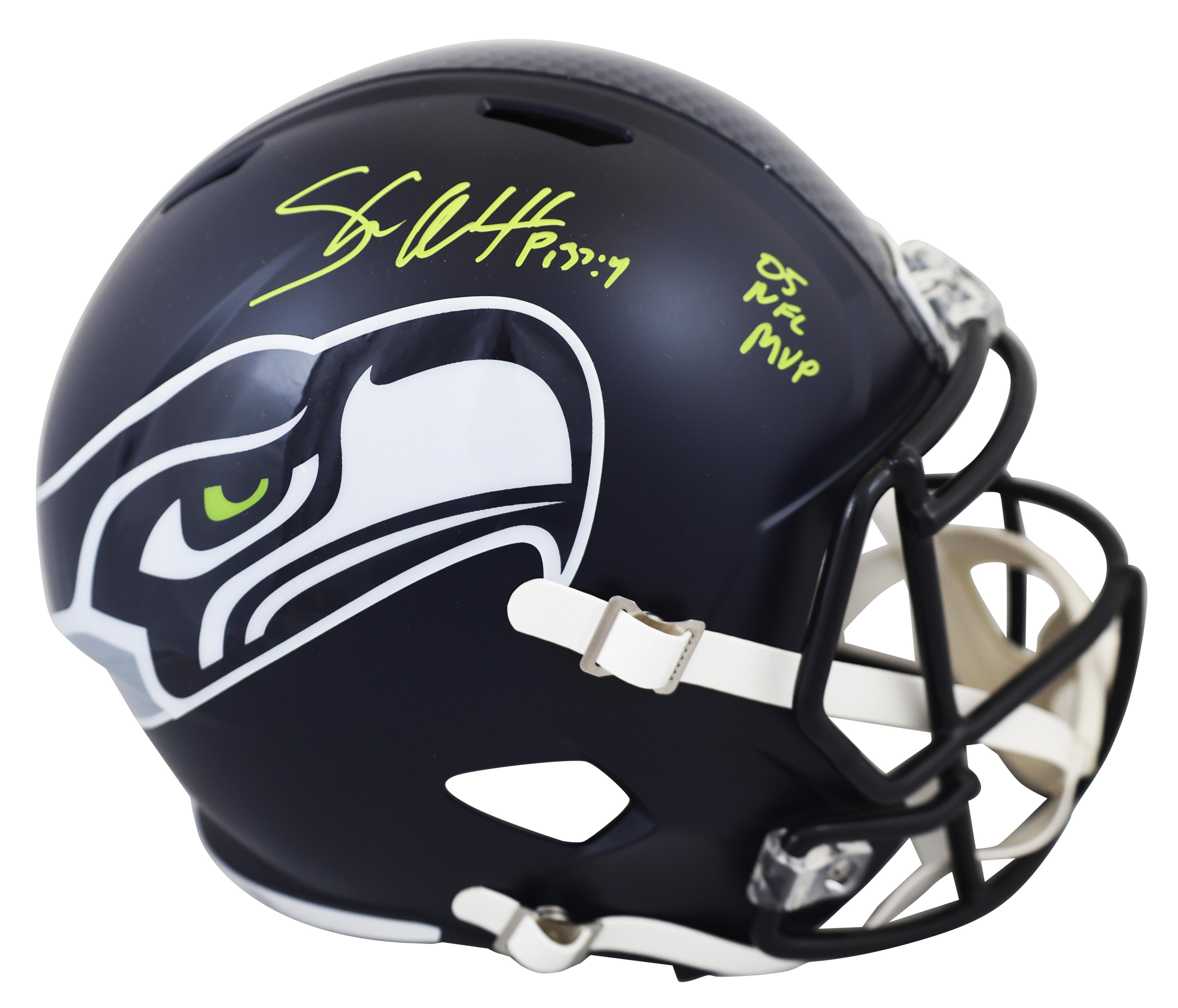 Shaun Alexander Signed Seahawks Full-Size Speed Helmet Inscribed "05 NFL MVP" (Beckett) at PristineAuction.com Shaun Alexander Signed Seahawks Full-Size Speed Helmet Inscribed "05 NFL MVP" (Beckett) at PristineAuction.com